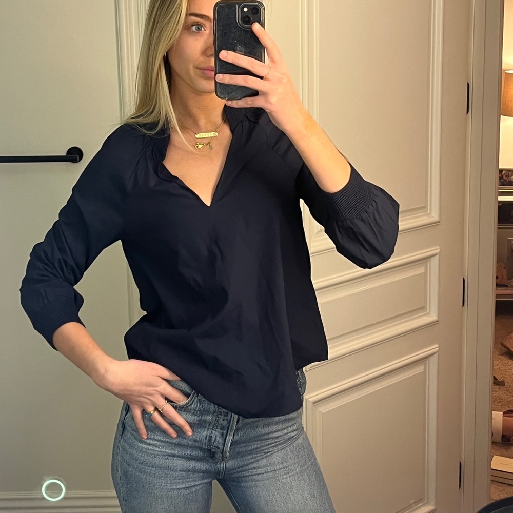 BROCHU WALKER Amaia Blouse in Navy